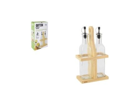 Zestaw do Przypraw Quttin Brązowy Przezroczysty Szkło Bambus 250 ml 2 Części (12 Sztuk)