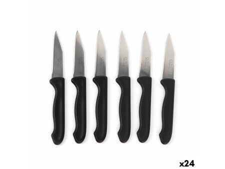 Zestaw Noży Obierająych Cuyfor Czarny Srebrzysty Stal nierdzewna 7,5 cm 6 Części (24 Sztuk)