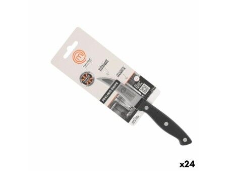 Nóż Obierak MasterChef Czarny Srebrzysty Stal nierdzewna 7 cm (24 Sztuk)