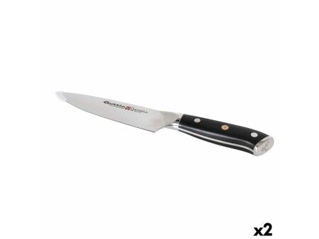 Nóż kuchenny Quttin DAMASKUS Czarny Srebrzysty 15 cm (2 Sztuk)