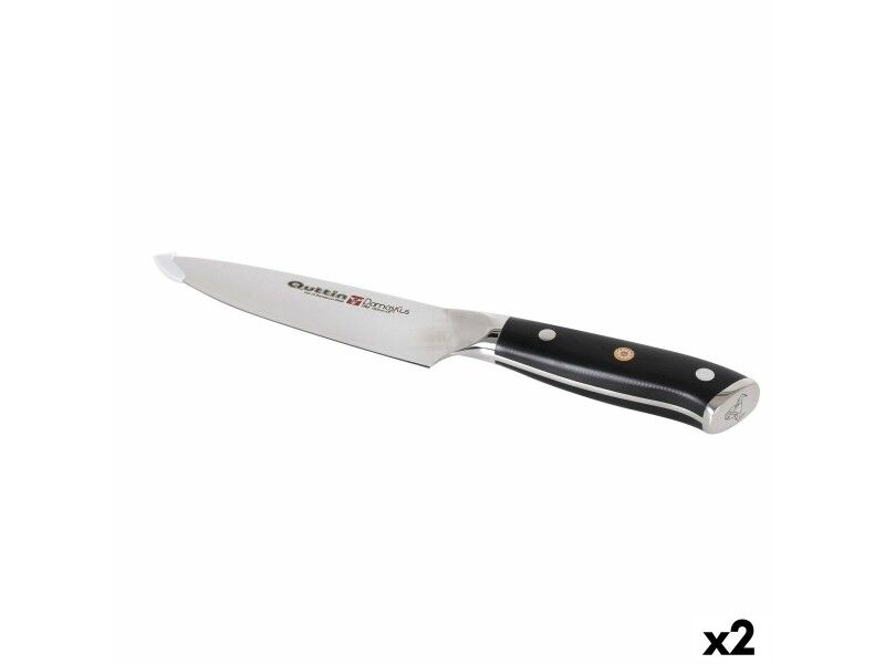 Nóż kuchenny Quttin DAMASKUS Czarny Srebrzysty 15 cm (2 Sztuk)