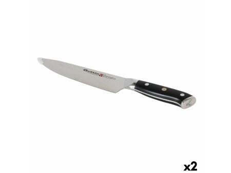 Nóż kuchenny Quttin DAMASKUS Czarny Srebrzysty 20 cm (2 Sztuk)