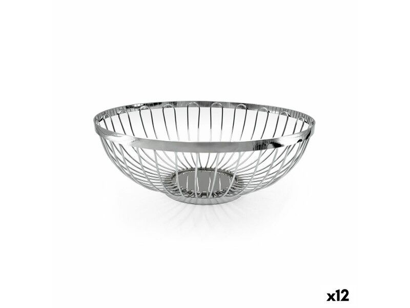 Koszyk na pieczywo My Bar Srebrzysty Metal 25,5 x 9,5 cm (12 Sztuk)