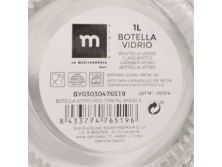 Kryztałowa butelka La Mediterránea Metal Szkło 1 L (24 Sztuk)